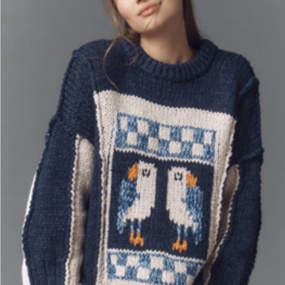 Anthropologie Pilcro seagull chunky crew neck sweater in EUC